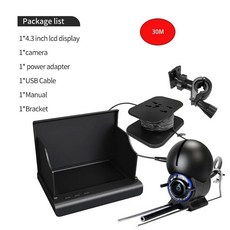 수중 낚시 카메라 휴대용 LCD 얼음 낚시 파인더 보트 카약 바다 낚시용 5000amh 배터리 포함 1080P HD 4.3 인치, 2) 30 m HD 캠 4.3 인치, 1개