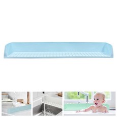 욕조 물튀김 방지 실리콘 측면 선반 넓은 놀이 공간 대형 목욕 트레이 홀더, Blue, 3. Blue