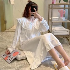 잠옷 여성 왕카라 긴팔 롱원피스 임부복 홈웨어