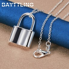 925 스털링 실버 여성 미니 잠금 목걸이 매력적인 웨딩 약혼 선물 쥬얼리 파티 1-30 인치 패션, 02 O chain, 01 40cm