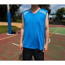 男短袖運動背心、時尚背心、前口袋、涼爽、V領、透氣、吸濕速乾T、男生背心T恤