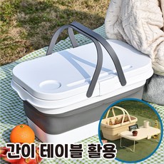 마벨인홈 캠핑 피크닉 휴대용 접이식 테이블 정리함, 화이트
