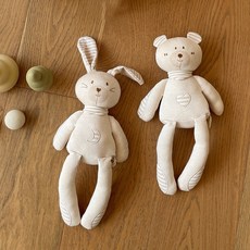 베베코지 오가닉 애착 인형 촉감 자극 아기 신생아 곰 곰돌이 토끼, 곰 애착인형, 1개