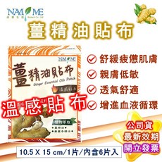 南美製藥金牌金門一條根精油貼布舒緩疲勞痠痛, 1個, 薑精油貼布_溫感貼布_6片入