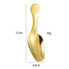 HYLSS 304不鏽鋼茶叶勺茶鏟糖粉勺茶具皇冠勺雪糕勺甜品小勺子, 1個, 金色:如图所示（3307）