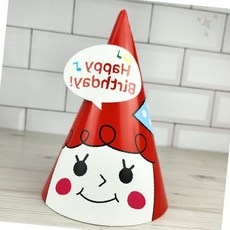 빨강 흰색 투톤 캐릭터 원뿔 파티모자 어린이 생일잔치 축하행사 홈파티 장식소품, 1개, 상세페이지 참조