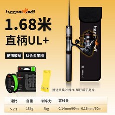 路亞竿收縮竿假餌套組：新手偷跑竿釣魚竿套裝，含捲線器與多種假餌, 蜂鳥收縮竿直柄1.68m+紡車輪套裝