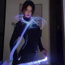 LED 광섬유 채찍 라이브방송 소품 파티 공연 클럽 응원 야광, 1개, 컬러풀 야광 채찍 충전식 36가지 조명