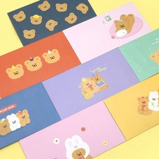 핑크풋 가로봉투 용돈 세뱃돈 댄싱베어 편지 봉투 1p [ADS312]