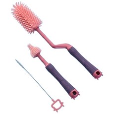 台灣現貨嬰兒奶嘴刷奶瓶刷吸管刷三件套裝組合裝旋轉式軟膠清潔刷, 詳見頁面, 1個