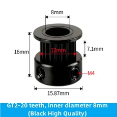2GT 싱크로 휠 타이밍 풀리 보어 벨트 너비 6mm 3D 프린터 CNC 부품 16 20 톱니, 06 20Teeth 8mm Black