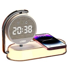 WORLDEX 180도 회전알람시계 15W고속 스마트 충전 Led 무드등, 화이트, 1개