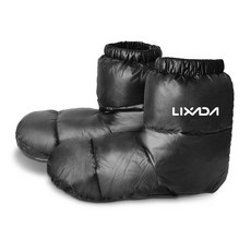 Lixada 초경량 겨울 덕 다운 부츠 따뜻한 양말 슬리퍼 따뜻하고 부드러우며 아늑한 방수 캠핑 침낭 남성 여성 덕다운 부츠 슬리퍼 블랙. 대형 116933, Medium, 블랙, 1개