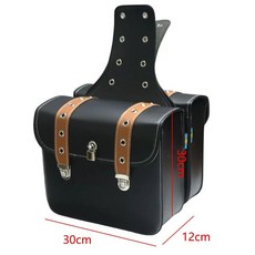 할리 스타일 가죽사이드백 오토바이 96 블랙 두꺼워진프리미엄 대형 레트로 리어백 바이크 버클백, 1, Q. 5 투톤 잠금 한 쌍