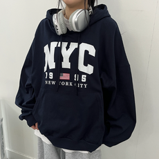 [오버핏] 뉴욕시티 빅레터링 후드티 3컬러