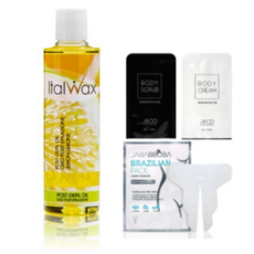 이탈왁스 후처리제 애프터 오일 레몬 250ml +온더바디스크럽5g+바디크림5g+브라질리언시트팩1매 잔여물제거 진정, 1개