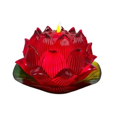 UP101 21公分超大蓮花電子油燈(L700)，居家宗教場所擺設，安全節能，增添祥和氣氛, 富貴紅, 1個