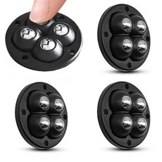 부착형 이동식 미니바퀴 (포볼타입) 하단 롤러 무타공 360도 회전 가구 수납함 정리함 무거운짐 부착식 접착식 미니볼캐스터, 블랙, 4개, 블랙