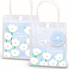 [꼬모멜로소] PVC 리유저블 디자인 구디백 투명 비닐 답례품 쇼핑백, 10개, 3.플라워포유