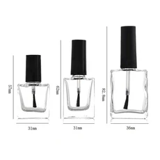 미니 빈 투명 유리 매니큐어 병 5ml/10ml/15ml 브러쉬 캡 포함 리필 용기 네일 아트 립글로스 액체 샘플, 01 15ml, 01 Glass