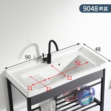 陶瓷洗衣盆 洗衣池 洗手盆 洗臉盆 洗手臺 不鏽鋼支架臺盆 洗衣池帶搓闆陽臺洗手盆超深洗衣槽水池帶搓衣闆陶瓷, 9048單盆+下水, 1個