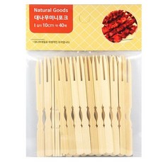텐텐 장식포크 40매 미니포크 요리꼬지 대나무 1(개)단일상품, 빠른배송