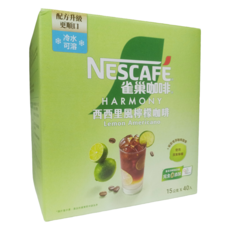 NESCAFÉ 雀巢咖啡 西西里風檸檬咖啡 (Lemon Americano) 配方升級 更順口 冷水可溶, 15 公克, 1, 40入