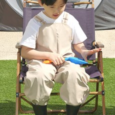 Roy Doi防水游樂服吊帶褲沙灘遊樂服森林體驗服潮灘體驗遊玩體驗遊玩褲藝全身長袍工作服嬰幼兒兒童兒童, 米色