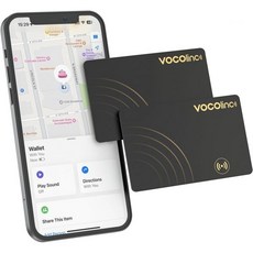 애플 MFi 인증 VOCOlinc 에어 카드 태그 충전식 지갑 추적기 1.6mm 아이템 찾기기 파인드 마이 앱과 호환 iOS 전용 안드로이드 미지원 블루투스 위치추적기 여행가방, Air Card 2 Pack