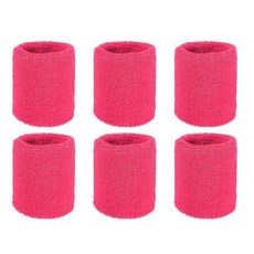 YELARXI 손목 밴드 스웨트밴드 스웨트 스포츠용 7.6x6.4cm(3x2.5인치) 및 6팩 포레스트 그린 핏 (테니스/농구/축구/달리기/운동/청소년용), 라이트 로즈 레드