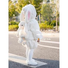 童裝超萌兔耳朵女童毛毛外套 台灣出貨 女寶寶保暖加绒加厚兒童外套套裝