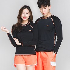 이라인 리미티드 오렌지스티치 래쉬가드 커플수영복, 공용_L