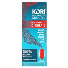 Kori Pure Antarctic Krill Oil Multi-Benefit Omega-3 30 Softgels, 1200 mg