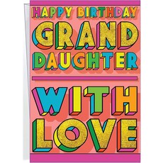 Chuck's Card-O-Rama - 손녀를 위한 생일 카드 - 시카고에서 제작 - 매우 다채로운 - 완벽한 사이즈: 넉넉한 25.4cm x 19.7cm - D#95365, Chuck's Card-O-Rama - 손녀를 위한 생