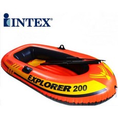 INTEX 探險者橡皮艇 2人加厚釣魚船，衝鋒舟漂流船氣墊船充氣船，親子探險漂漂船沙灘划水送船槳