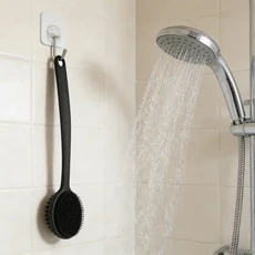 38cm 실리콘 등 마사지 브러쉬 샤워용 긴 손잡이 바디 딥 클렌징 및 각질 제거 양면 부드러운 솔, Purple