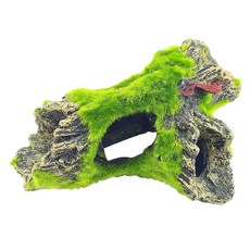 Charmoon 수족관 수족관 오브제 유목 이끼 녹색 진짜 은신처 쉼터 입상 장식 유형 2, 1개