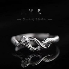 유니크 925실버 뱀 반지 남성용 사이즈 조절 패션 반지, 3. 우로보로스 블랙, FREE