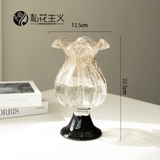 法式古法琉璃玻璃花瓶擺件客廳插花高級感輕奢餐桌裝飾品水培花器, 灑金風燈A款