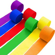 크레페 페이퍼 스트리머 롤 6개 생일 결혼식 총각 파티 장식용 컬러 레인보우 DIY 공예 용품1.8인치 x 82피트롤, rainbow