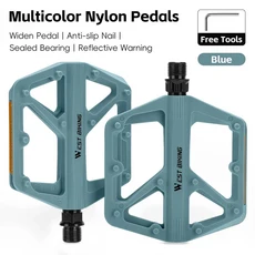 RockBros ROCKBROS 산악 자전거 페달 9/16'' 로드 바이크 와이드 나일론 섬유 플랫폼 2021-12, Blue