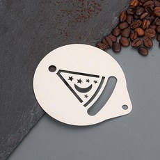 커피아트 라떼아트틀 스텐실 커피용품 모양내기 케이크, 1개, 12. 크리스마스 모자