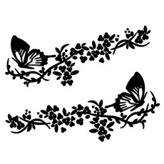 꽃과 나비 스티커 2개 1세트 / 패션 자동차 오토바이 스티커, 1개, 블랙