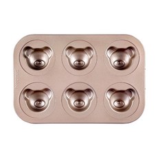 골든 아기곰돌이얼굴 6구 (곰모양팬) 미니오븐 마들렌 버터떡틀, 1개