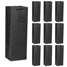 링비츠 와인 선물 포장 쇼핑백 캐리어 손잡이 럭셔리 WP13, 10개입, 로코코스월-블랙