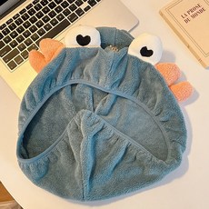 螃蟹造型珊瑚絨乾髮帽 吸水速乾浴帽, 清倉-螃蟹幹發帽藍色,~, 1個