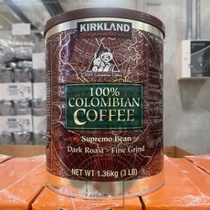 커클랜드 콜럼비아 수프리모 그라운드 커피1.36kg, 핸드드립(중간), 1.36kg, 1개