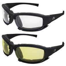Alpha Omega 알파 오메가 3 모터사이클 선글라스 컨버터블 2쌍 투명 & 노란색 렌즈 미국발송, Alpha Omega 알파 오메가 3 모터사이클 선글라