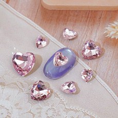 네일스토어 하트 네일스톤-4 브이컷 크리스탈 핑크, 1개, 8.하트 핑크 10mm 10개입/B878