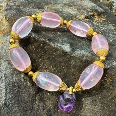 G28 大顆粒手串 獨家設計 限量一條 彩虹光冰透 星光粉晶 高紫度紫水晶 狐狸 棗珠 手珠 手飾